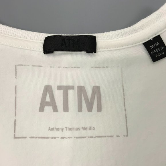 ATM Anthony Thomas Melillo White Cotton Gathered Tee Top Sz M - Picture 12 of 16